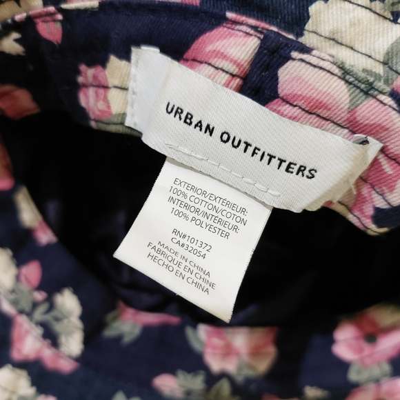 UO Urban Outfitters Navy Blue Floral Print Bucket Hat Unisex Mens Womens - Picture 7 of 8